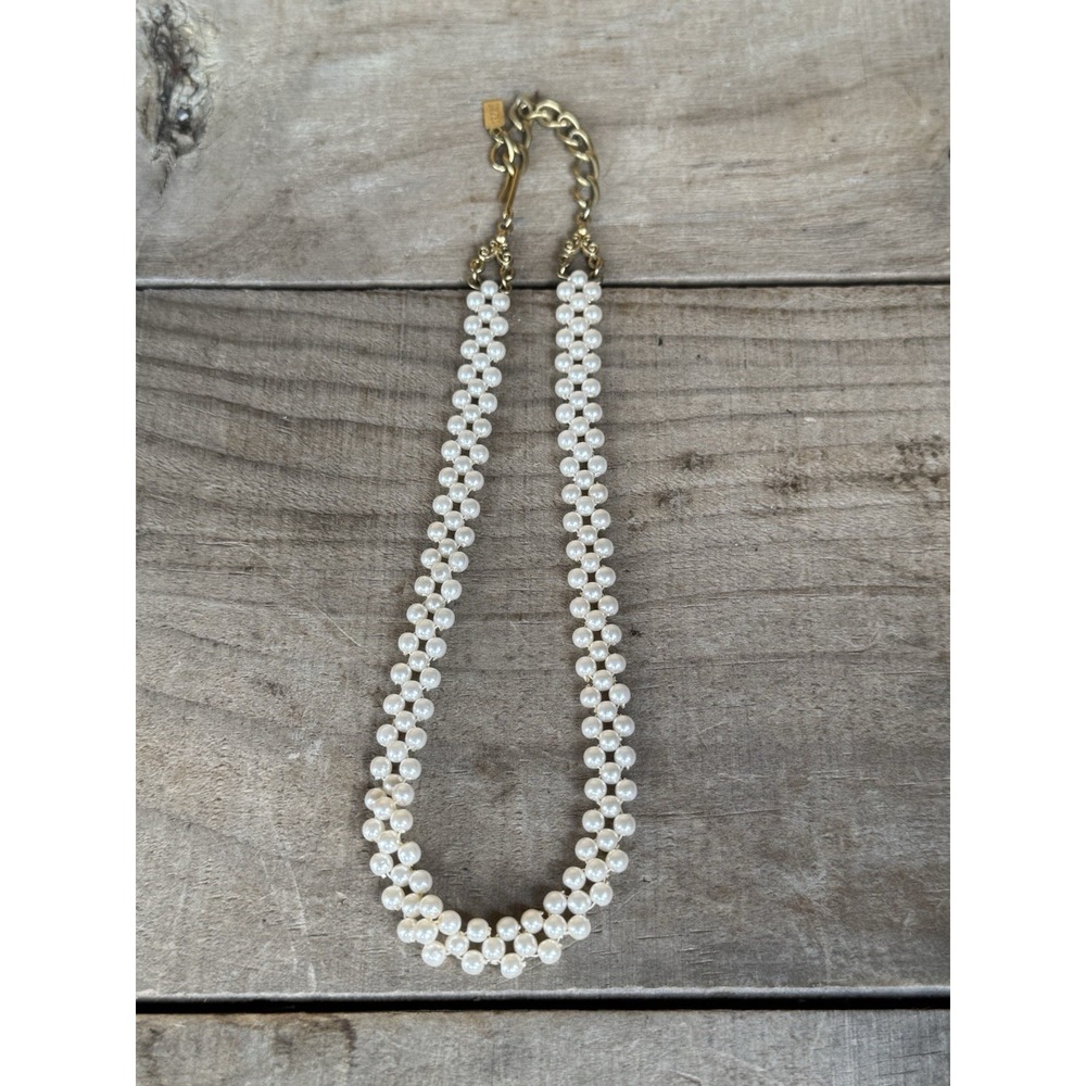 Vintage 1928 Signed Faux Pearl Choker Collar Necklace Adjustable